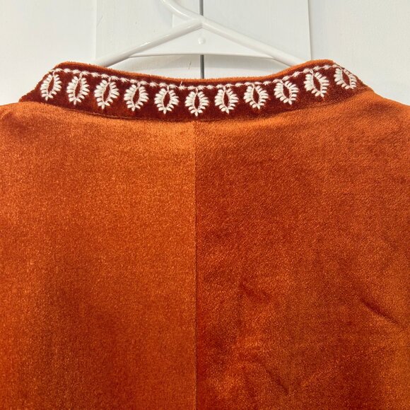 Indigo Thread Co. Embroidered Open Front Jacket – Size S Velvet with Woven Gauze - Picture 7 of 9